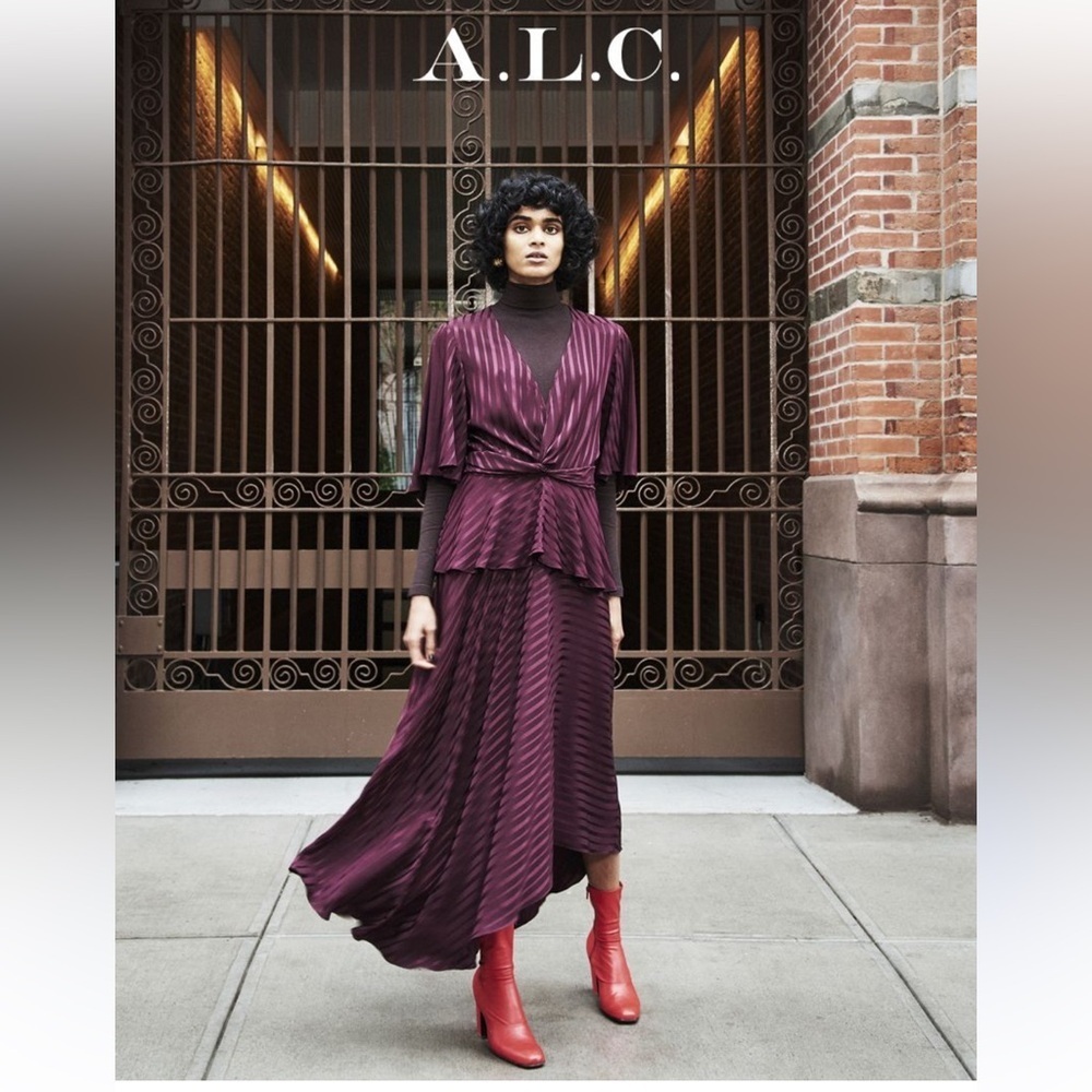 A.L.C Woman Avi Twist-front Silk-jacquard Peplum - Picture 2 of 11